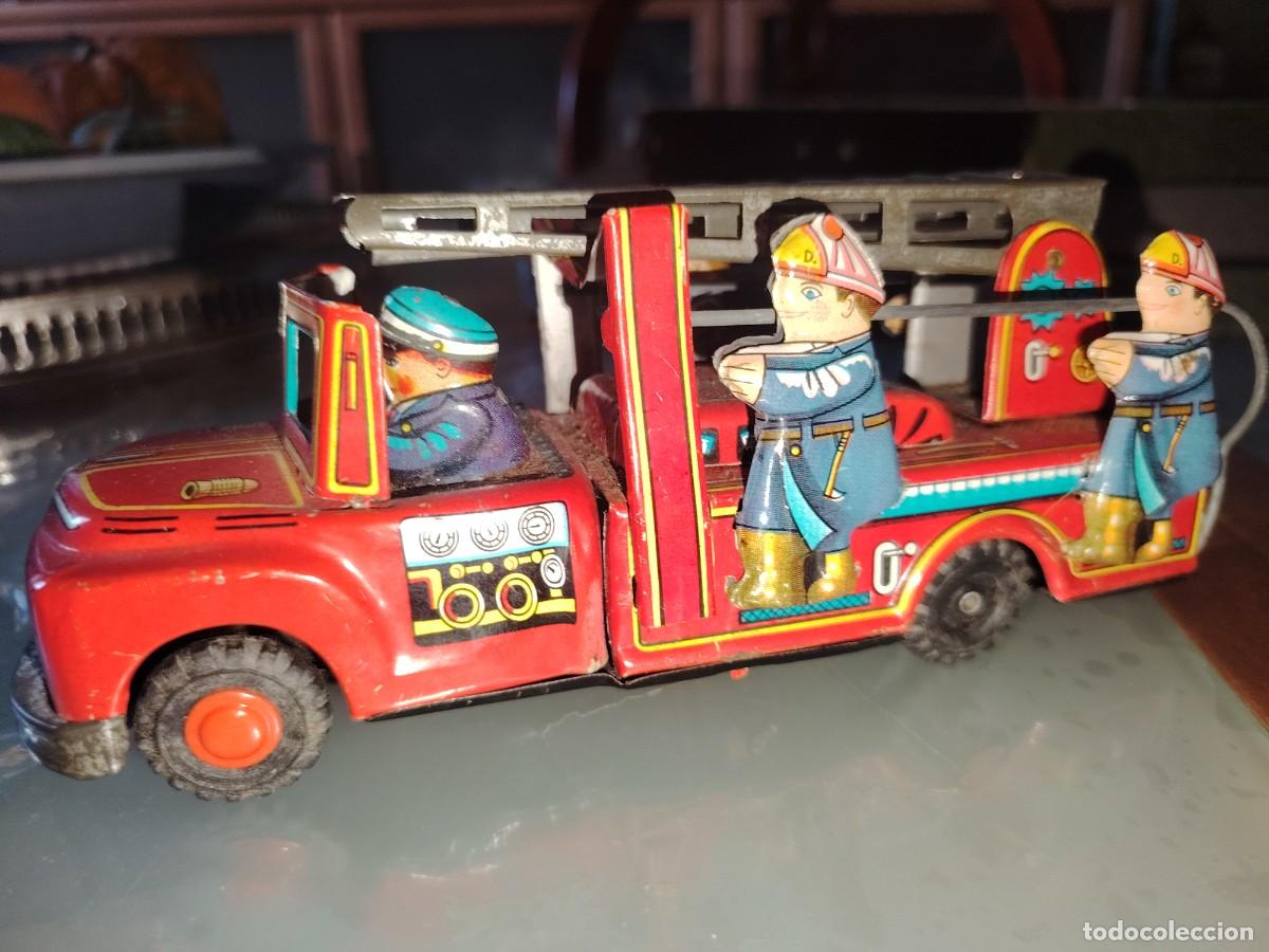 Juguetes antiguos de hojalata: CAMION DE BOMBEROS RARO JUGUETE DE LATA A&Ntilde;OS 50 ALEMANIA