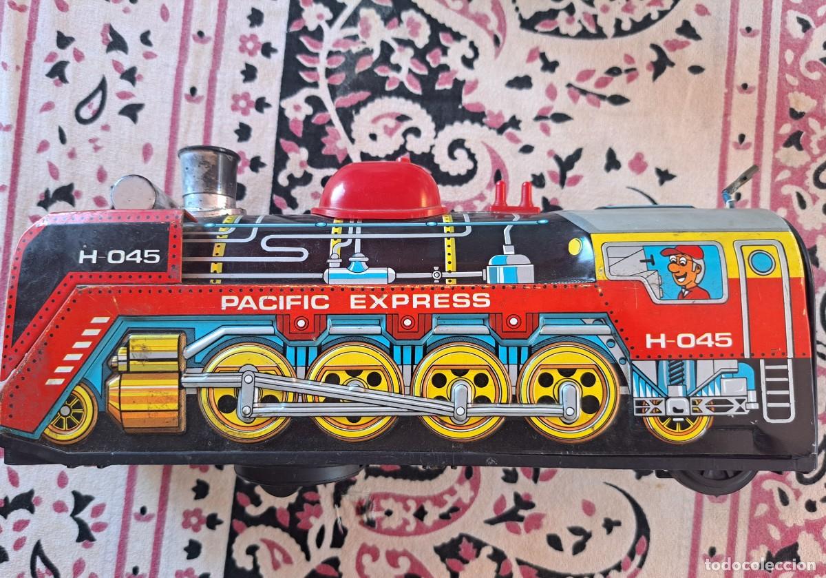 Juguetes antiguos de hojalata: Locomotora EGE Pacific express - Foto 2