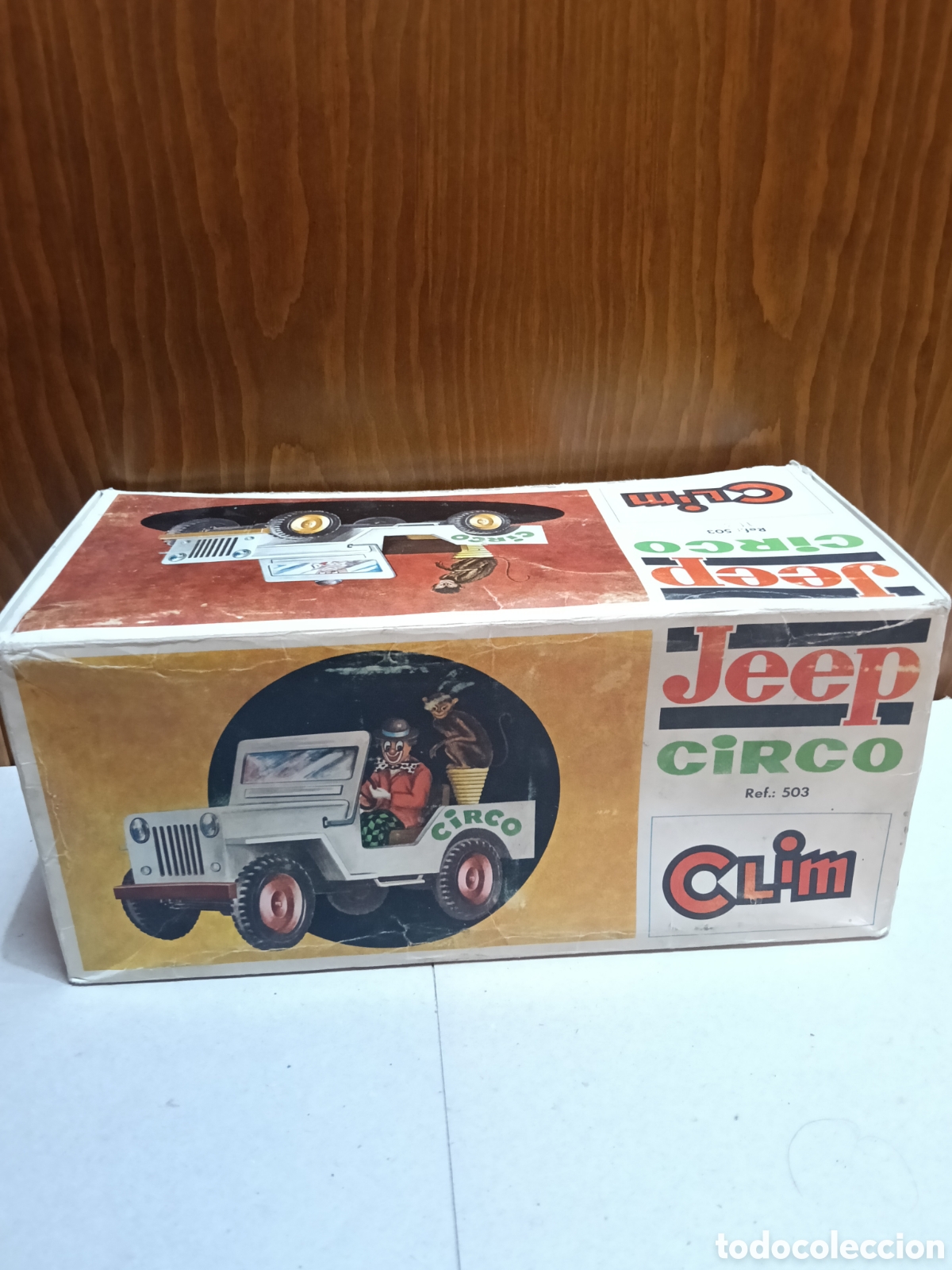 Juguetes antiguos de hojalata: Jeep Circo Clim a pilas - Foto 2