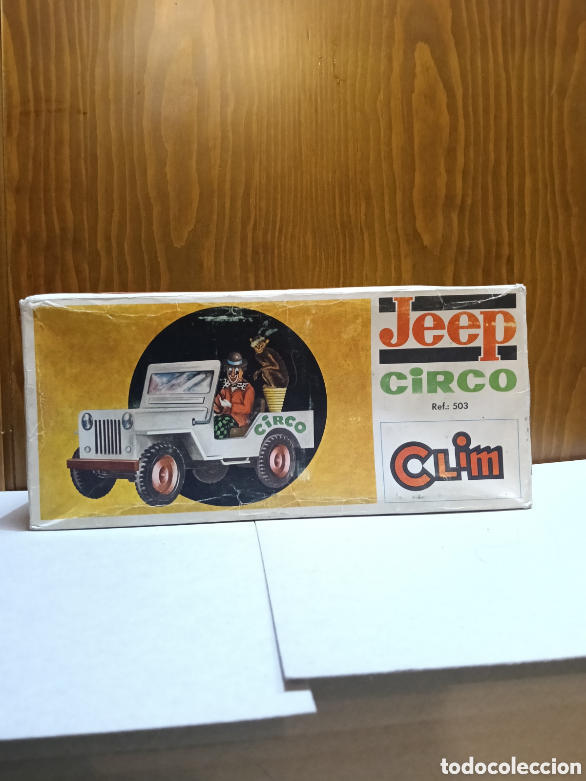 Juguetes antiguos de hojalata: Jeep Circo Clim a pilas