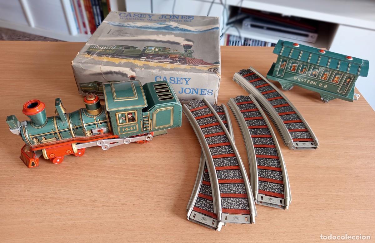 Juguetes antiguos de hojalata: Antiguo Tren El&eacute;ctrico Hojalata Casey Jones Modern Toys (Jap&oacute;n) - A Pilas A&ntilde;os 60 - &iexcl;Motor Funciona!