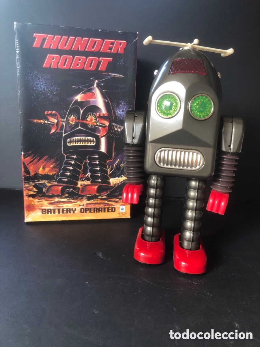 Juguetes antiguos de hojalata: THUNDER ROBOT - TR-2015 - HA HA TOY CHINA - PL&Aacute;STICO Y HOJALATA - FUNCIONA -