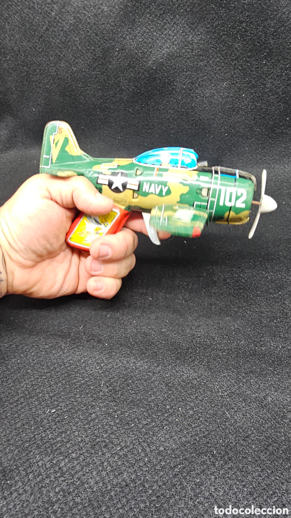 Juguetes antiguos de hojalata: Antiguo avi&oacute;n d3 hojalata de juguete perfecto funcionamiento
