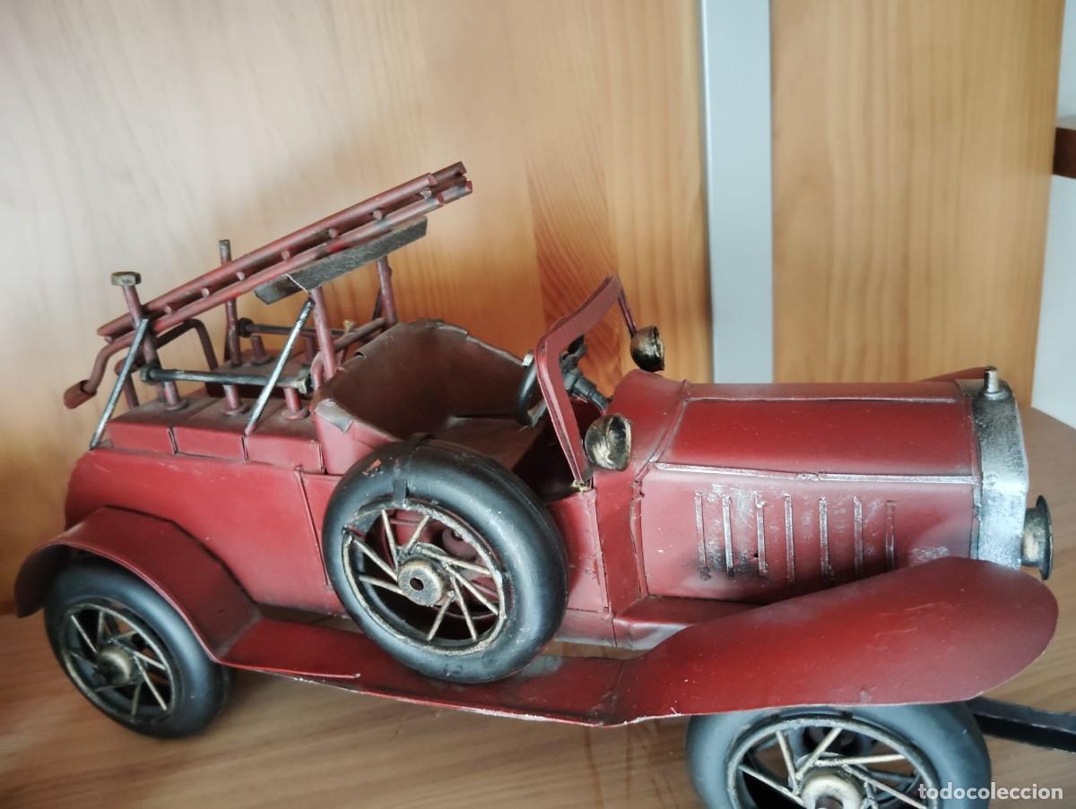 Juguetes antiguos de hojalata: coche de bomberos metalico medidas 30x15