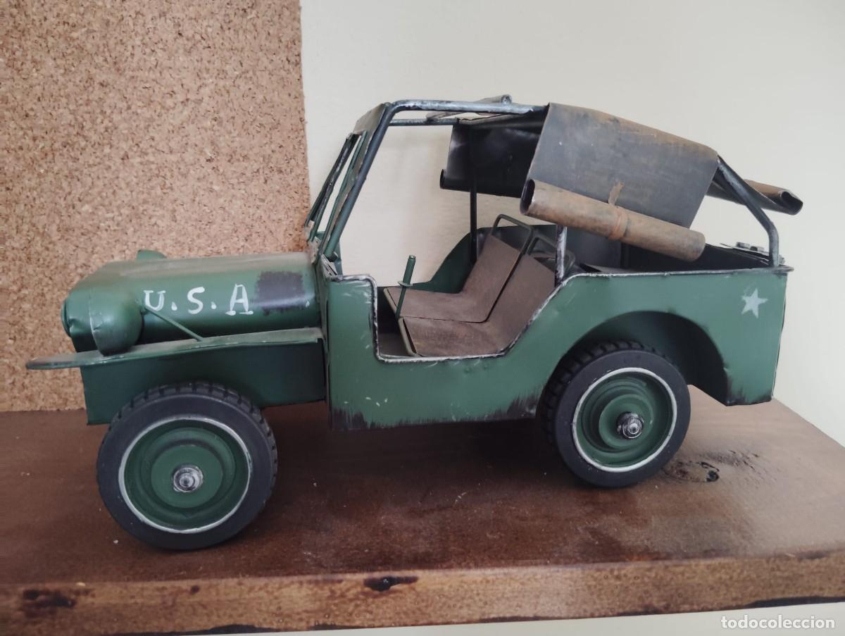 Juguetes antiguos de hojalata: jeep militar metalico medidas 30x16