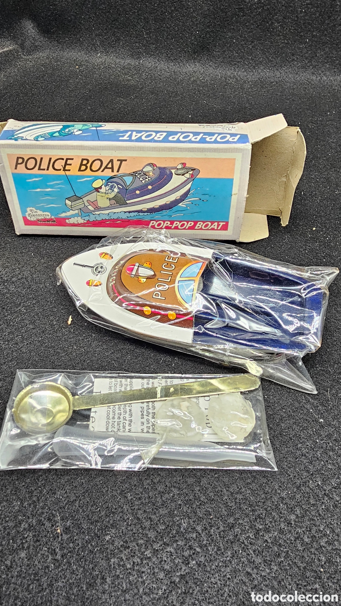 Juguetes antiguos de hojalata: Barco pop pop de hojalata a estrenar