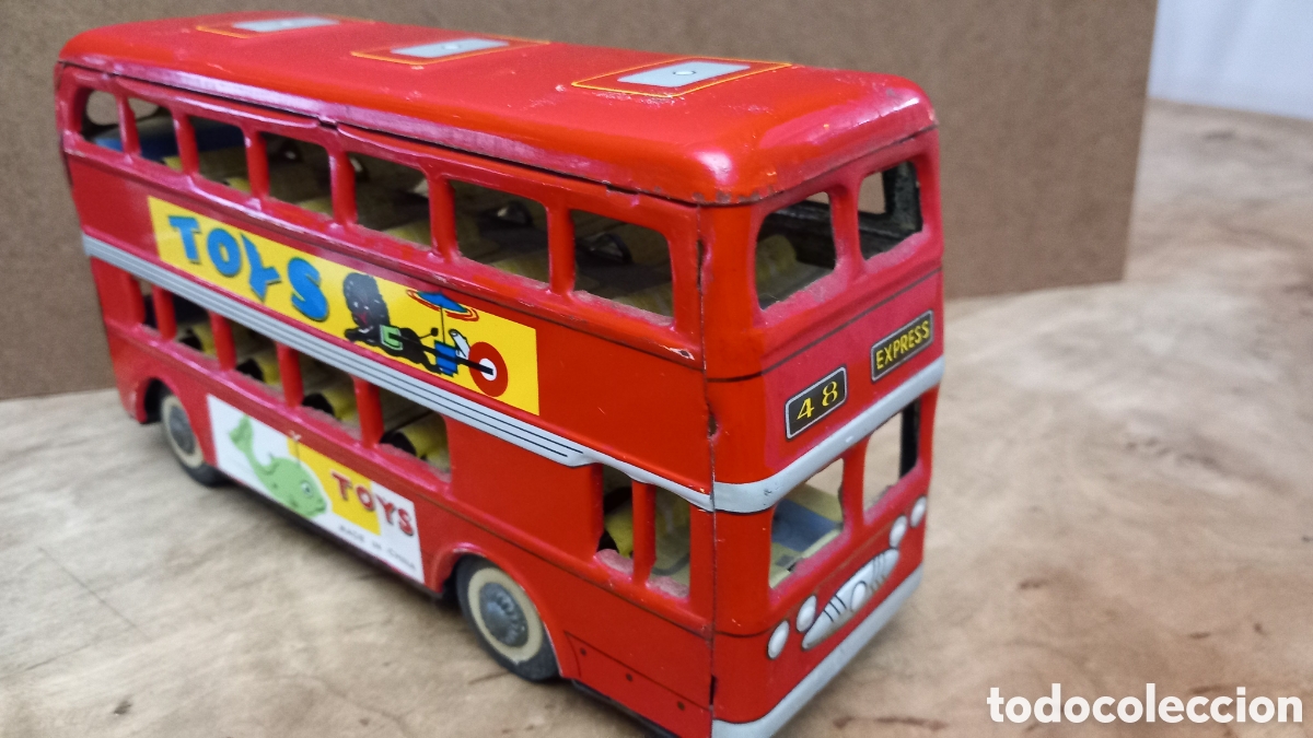 Juguetes antiguos de hojalata: Antiguo Autob&uacute;s Dos Pisos Londres Hojalata China MF 844 A&ntilde;os 70 &iexcl;Funcionando Fricci&oacute;n!&nbsp;