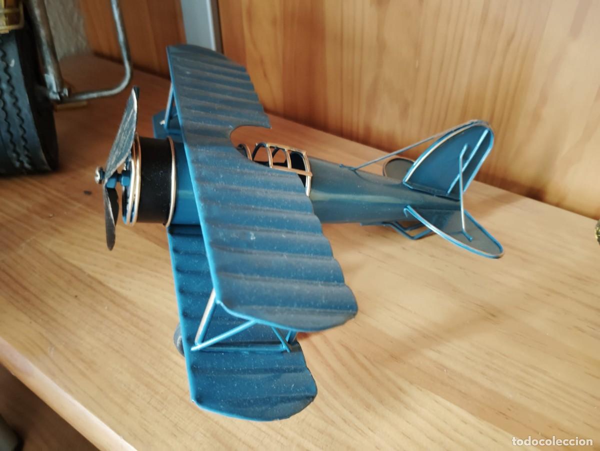 Juguetes antiguos de hojalata: avion metalico medidas 21x20