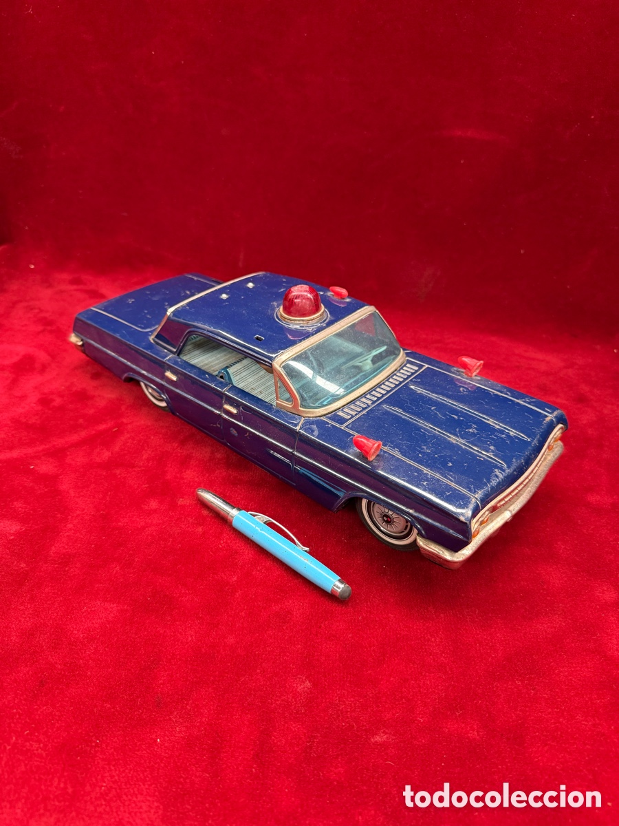 Juguetes antiguos de hojalata: Antiguo y gran coche de policia,juguete hojalata!