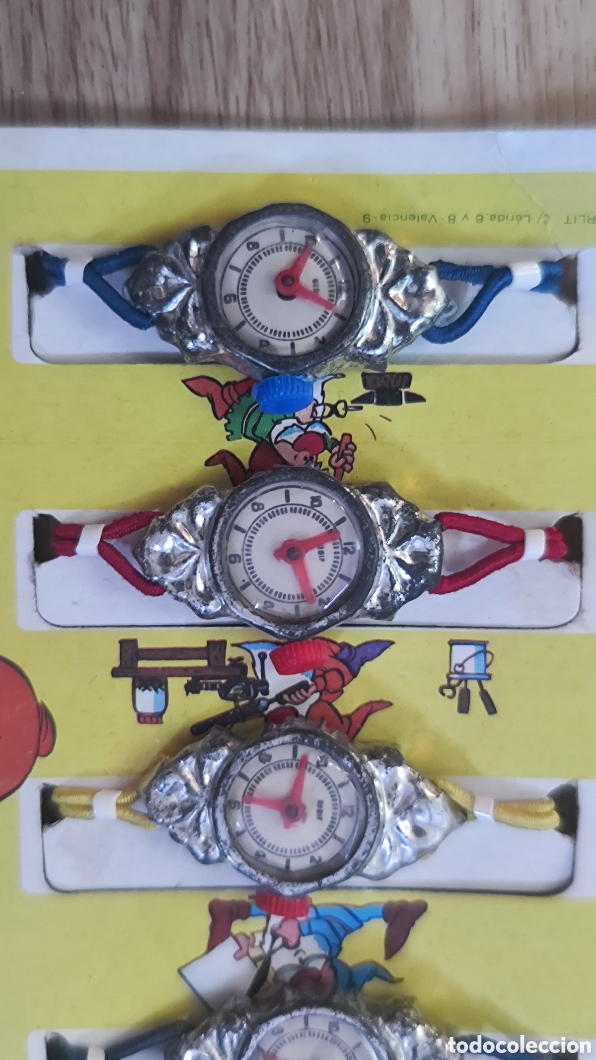 Juguetes antiguos de hojalata: Bl&iacute;ster Original Relojes Hedi 7 - Foto 2