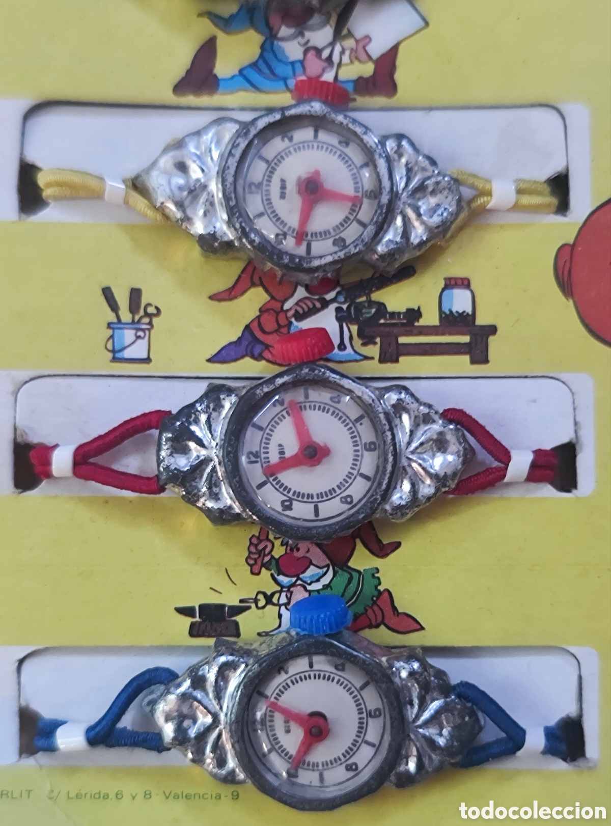 Juguetes antiguos de hojalata: Bl&iacute;ster Original Relojes Hedi 7 - Foto 3