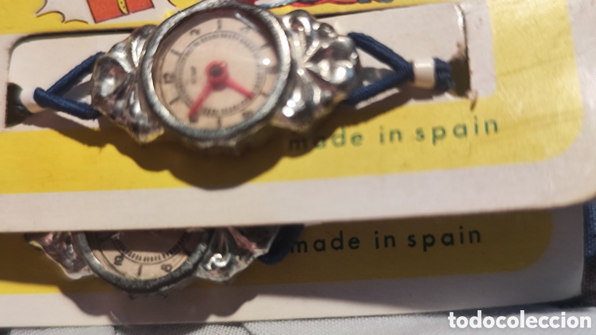 Juguetes antiguos de hojalata: Bl&iacute;ster Original Relojes Hedi 7 - Foto 4