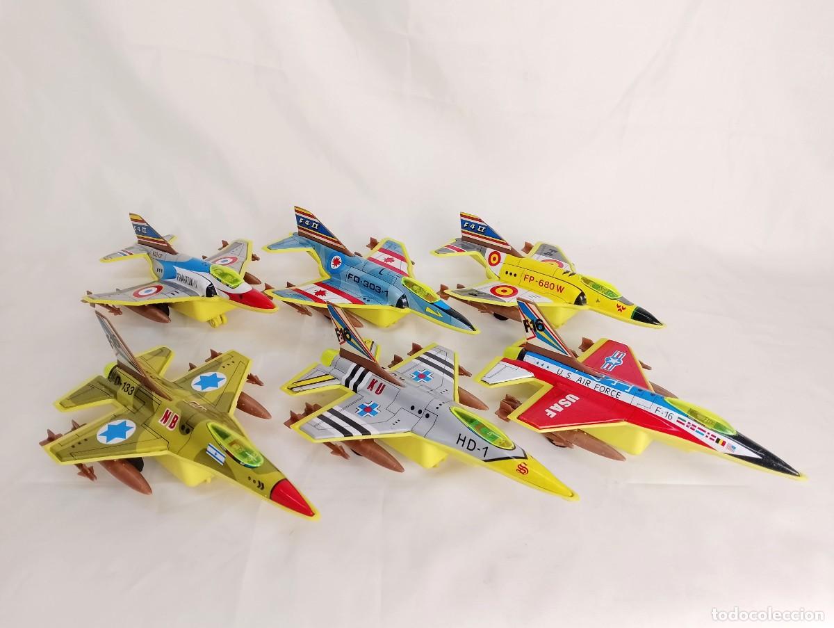 Antikes Blechspielzeug: LOTE 6 AVIONES RESORTES VALLS. COLECCI&Oacute;N COMPLETA