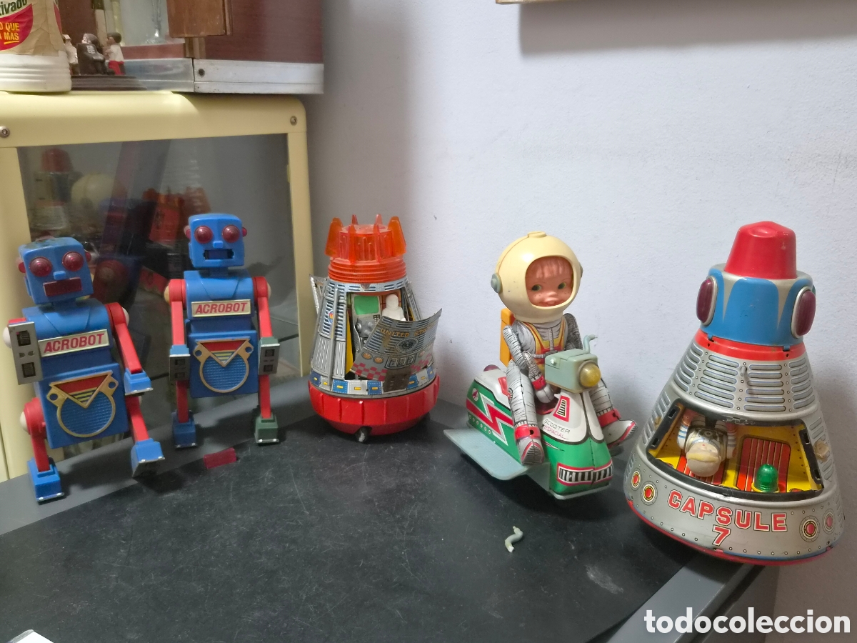 Juguetes antiguos de hojalata: ROBOT SCOOTER SPACIAL CAPSULA SH HORIKAWA ACROBAT DE YONEZAWA Y MAS A&Ntilde;OS 60 LOTE DE ROBOTS ORIGINAL