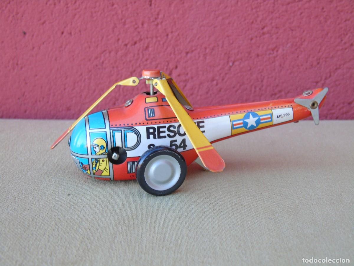 Antikes Blechspielzeug: HELICOPTERO DE RESCATE, RESCUE - S 54 DE HOJALATA DE CUERDA, MS 296