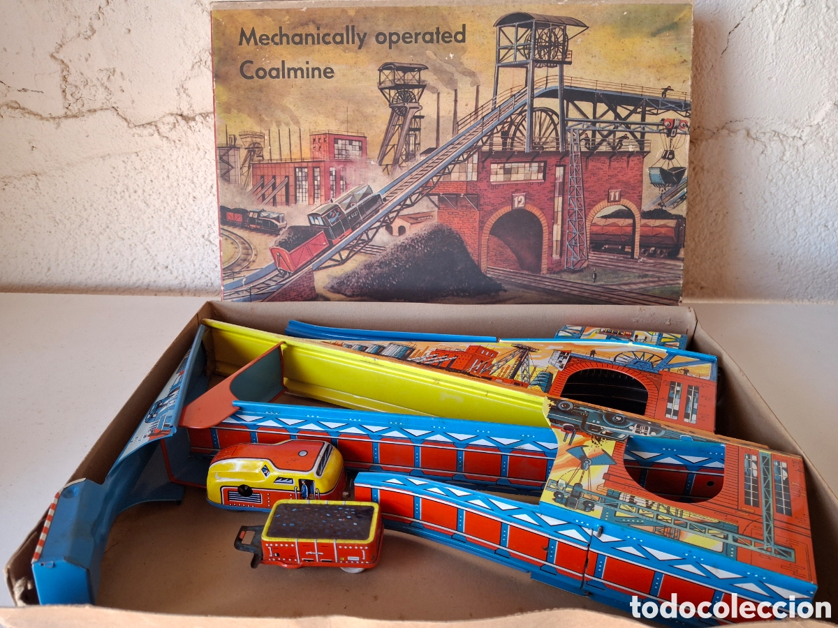Juguetes antiguos de hojalata: TREN DE MINA DE CARBON MECHANICALLY OPERATED COOLMINE
