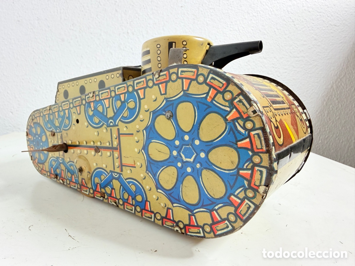 Juguetes antiguos de hojalata: Tanque vintage Marx USA Doughboy lata cuerda juguete