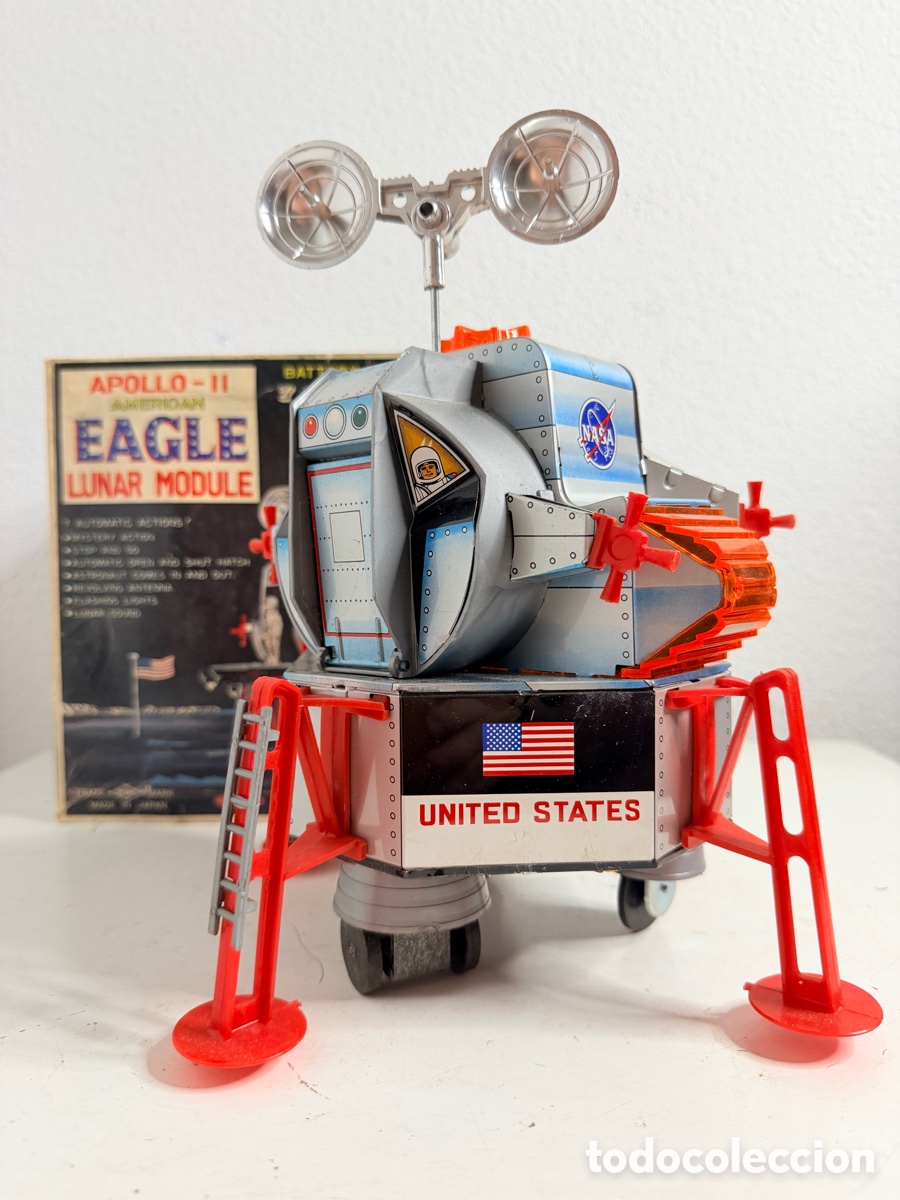 Antikes Blechspielzeug: Daishin Kogyo Japan Apollo II Eagle Lunar Lander Space Toy 1960s