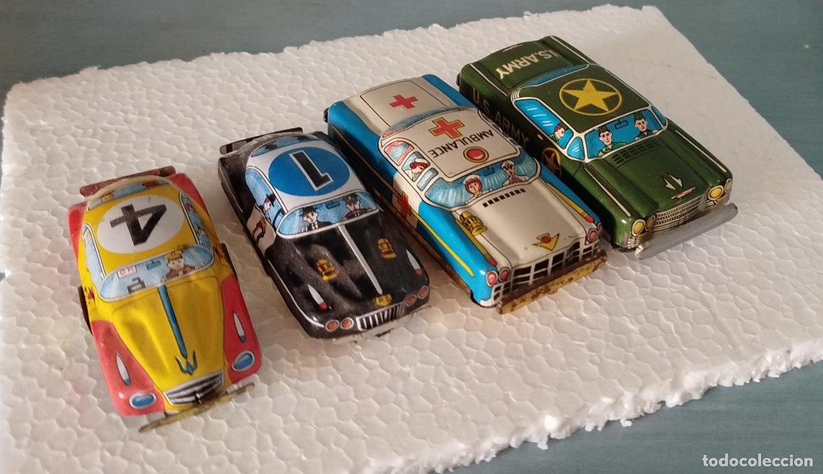 Juguetes antiguos de hojalata: LOTE 4 COCHE TAXI POLICE MILITAR AMBULANCIA- HOJALATA A&Ntilde;OS 60 - NAKAMURA TOYS ( TN ) -MADE IN JAPAN