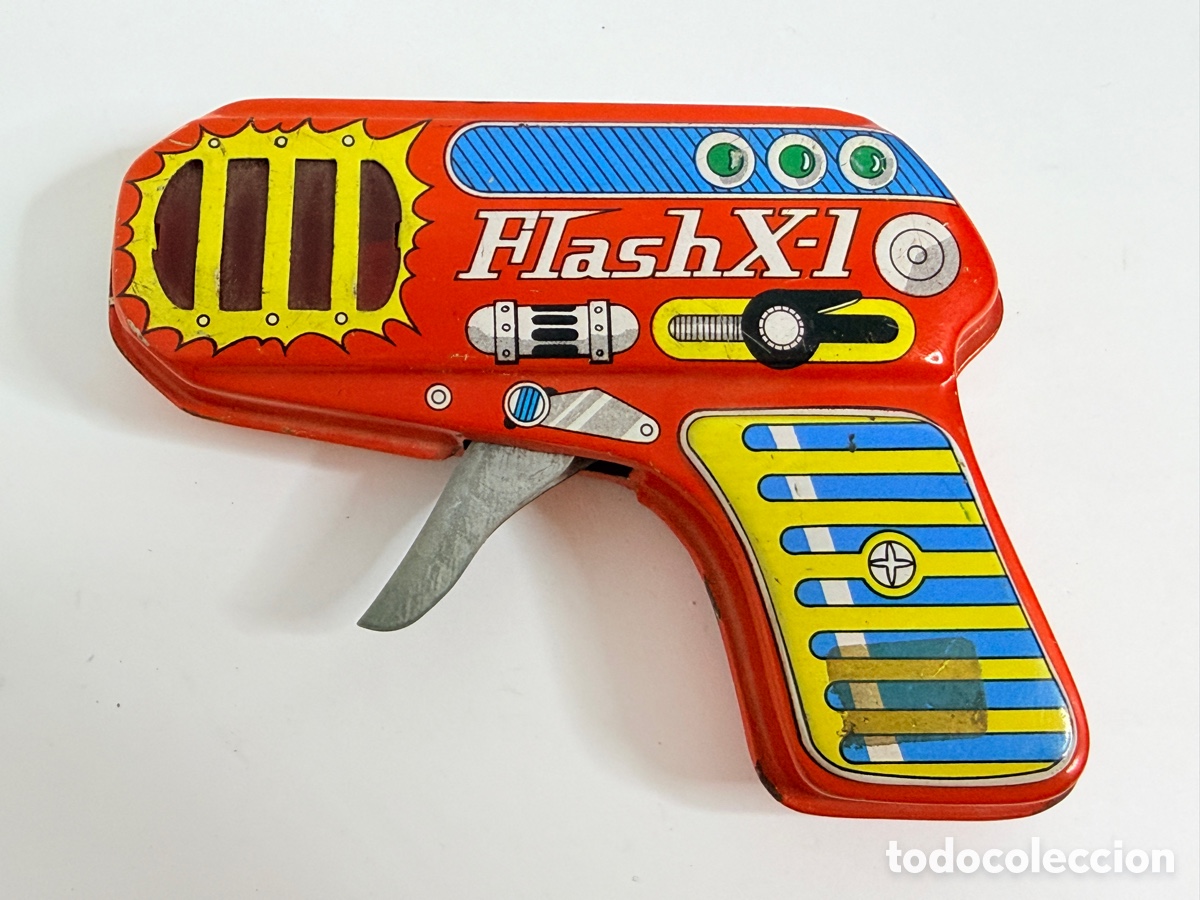 Juguetes antiguos de hojalata: Shudo Flash X-1 Metal Vintage Gun Toy RARE Japan