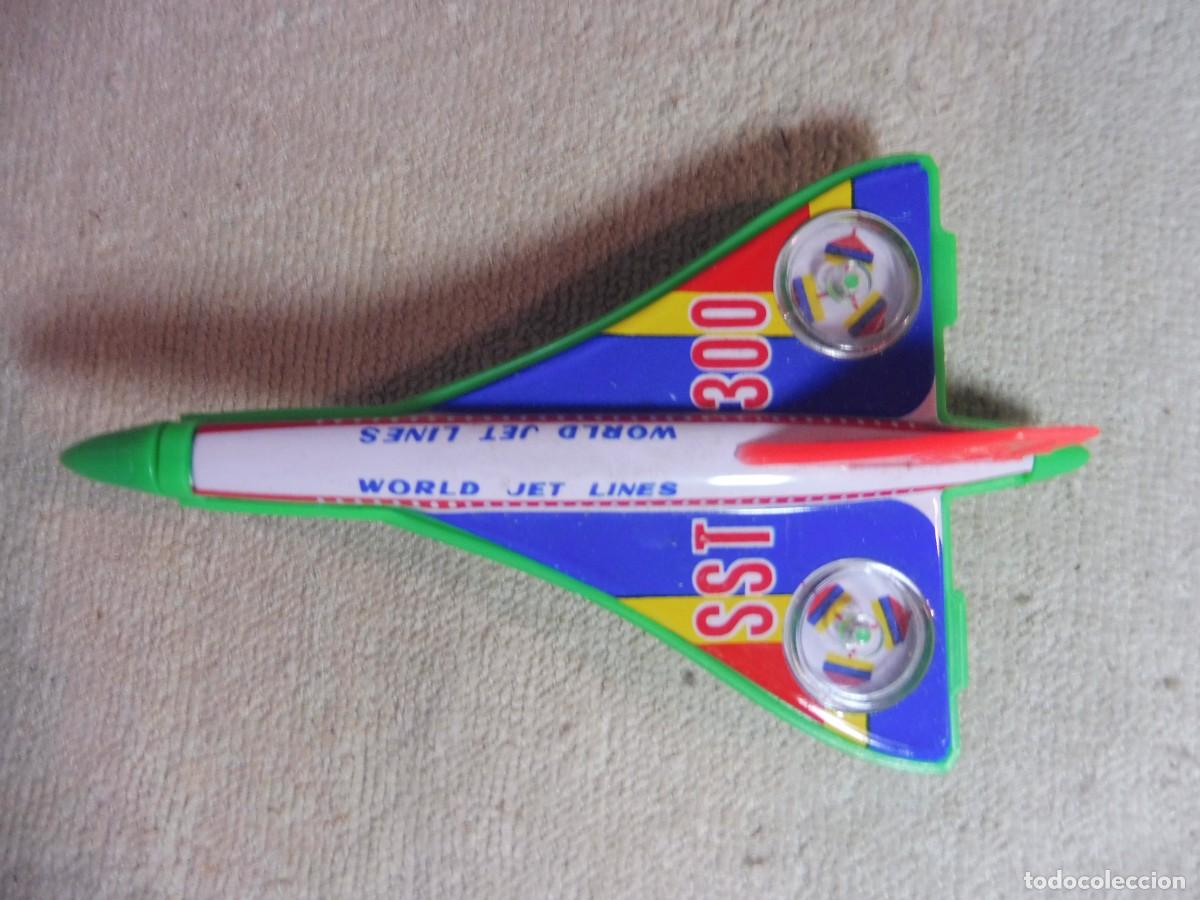 Juguetes antiguos de hojalata: Avi&oacute;n SST 300 jet Plane World Jet Lines fricci&oacute;n ref. 3468, Made in Japan