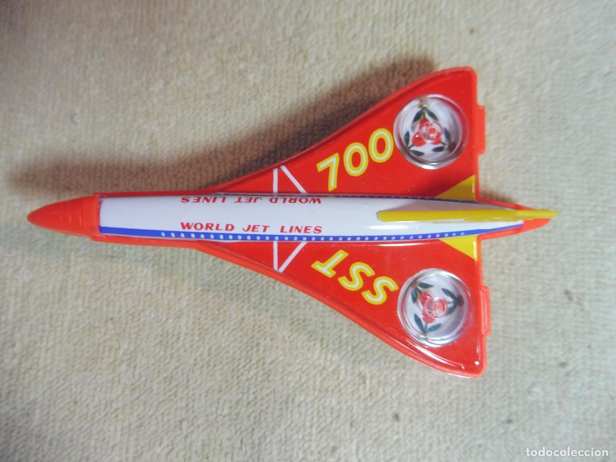 Juguetes antiguos de hojalata: Avi&oacute;n SST 300 jet Plane World Jet Lines fricci&oacute;n ref. 3468, Made in Japan