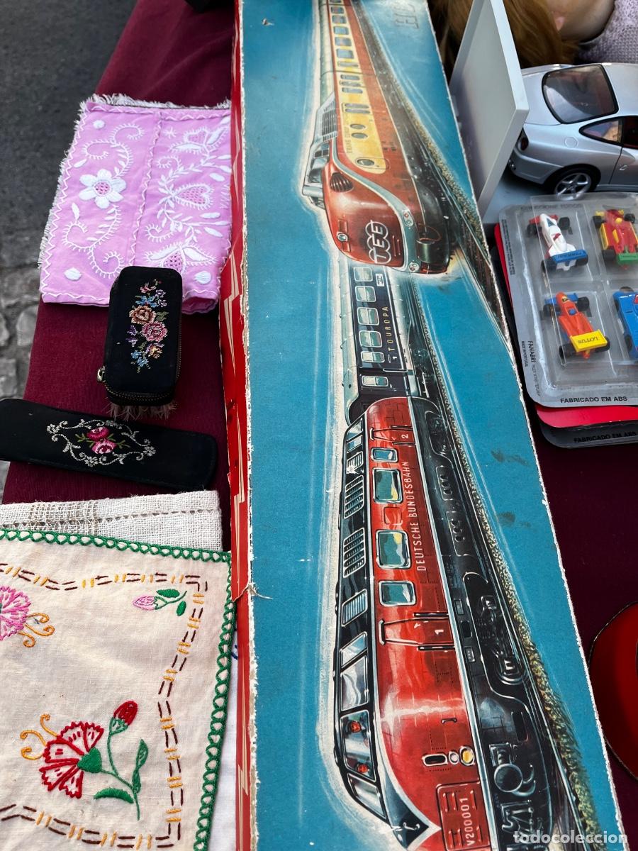 Juguetes antiguos de hojalata: Set trem e carruagem made in germany