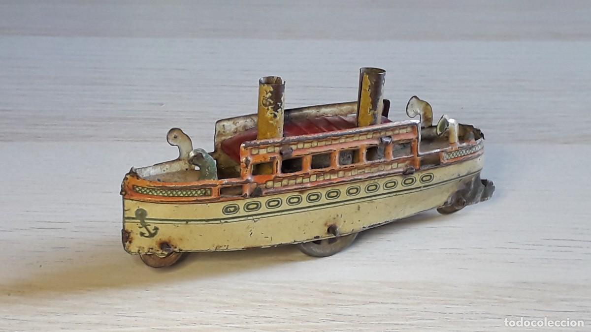Juguetes antiguos de hojalata: Barco Transatl&aacute;ntico, hojalata, Pay&aacute; Ibi Spain, original 1920-1930.