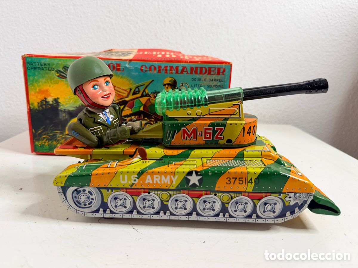 Brinquedos antigos de folha-de-Flandres: Patrol Commander Tank S.H. Horikawa Japan 1960s