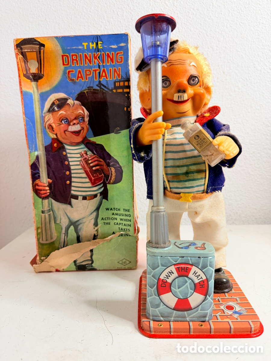 Juguetes antiguos de hojalata: &rdquo;The Drinking Captain&rdquo; fabricado por S&E Co. en Jap&oacute;n durante los a&ntilde;os 60