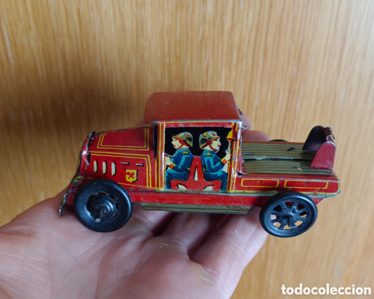 Juguetes antiguos de hojalata: Camion bomberos hojalata litografiada Paya rai a&ntilde;o 1936