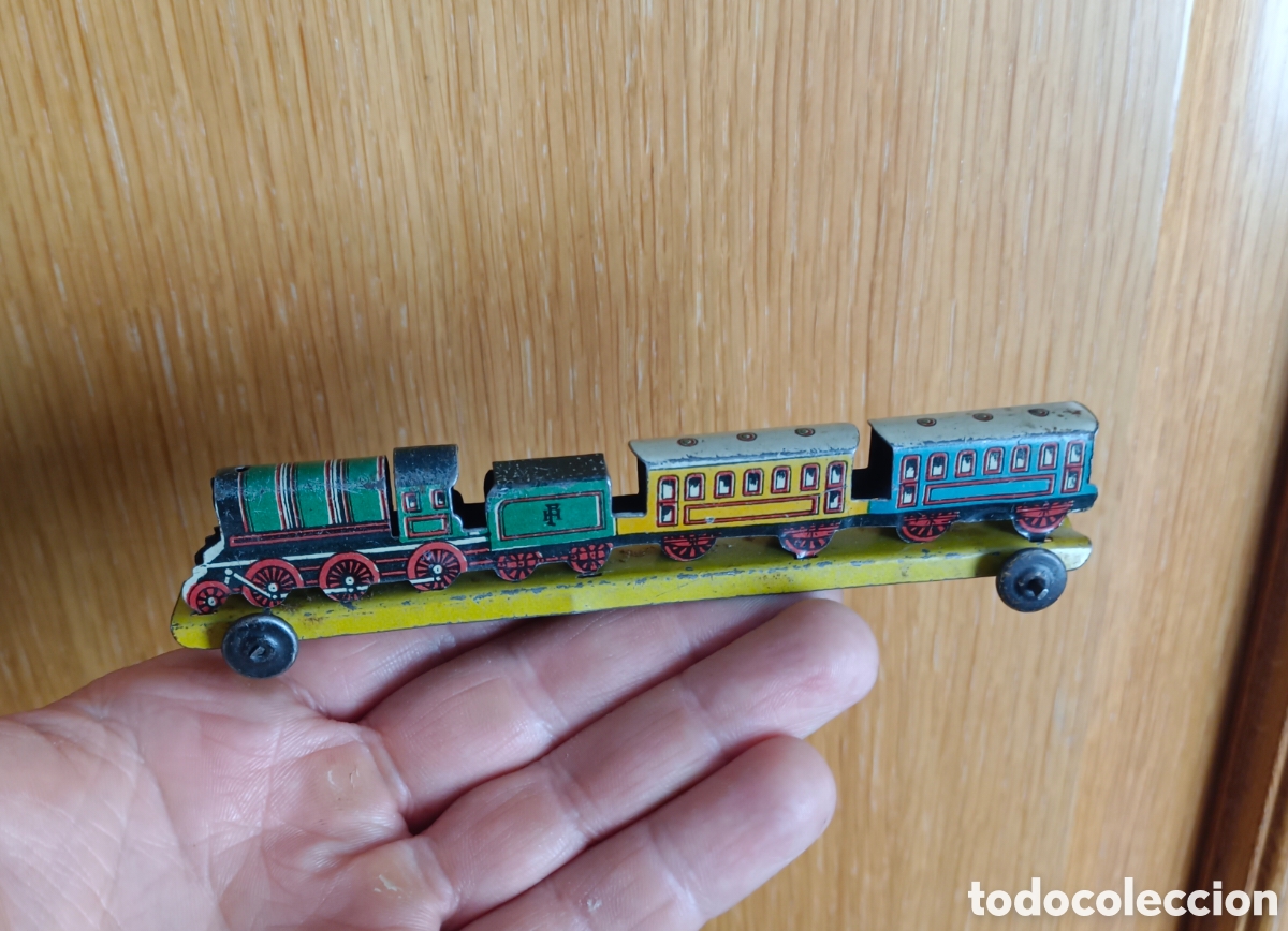 Juguetes antiguos de hojalata: Tren pulga paya hojalata litografiada original a&ntilde;o 1923