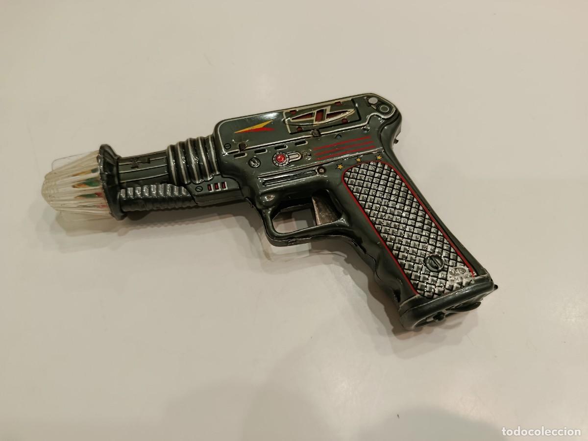 Juguetes antiguos de hojalata: PISTOLA ESPACIAL COSMIC RAY GUN BATTERY OPERATED - TIN LITHO SPACE PISTOL - EXELO JAPAN (A&Ntilde;OS 60)
