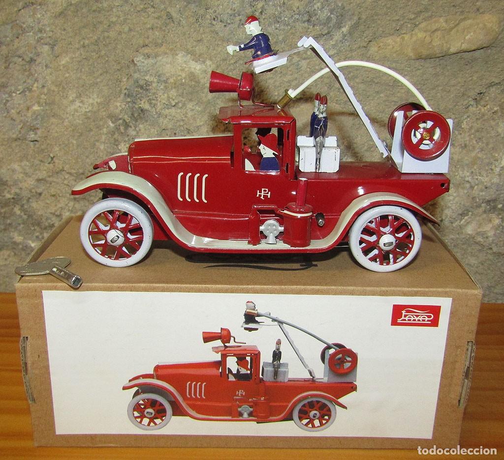 Juguetes antiguos de hojalata: CAMION DE BOMBEROS DE PAYA - REPRODUCCION ACTUAL - NUEVO Y EN SU CAJA - CONSERVA LLAVE DE CUERDA
