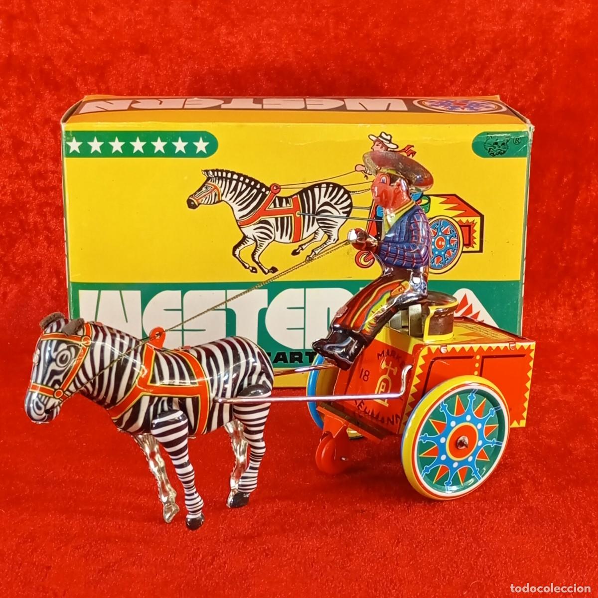 Brinquedos antigos de folha-de-Flandres: WESTERN - CART WITH COWBOY - CARRUAJE CON COWBOY AMERICANO DE HOJALATA - ORIGINAL - JUGUETE