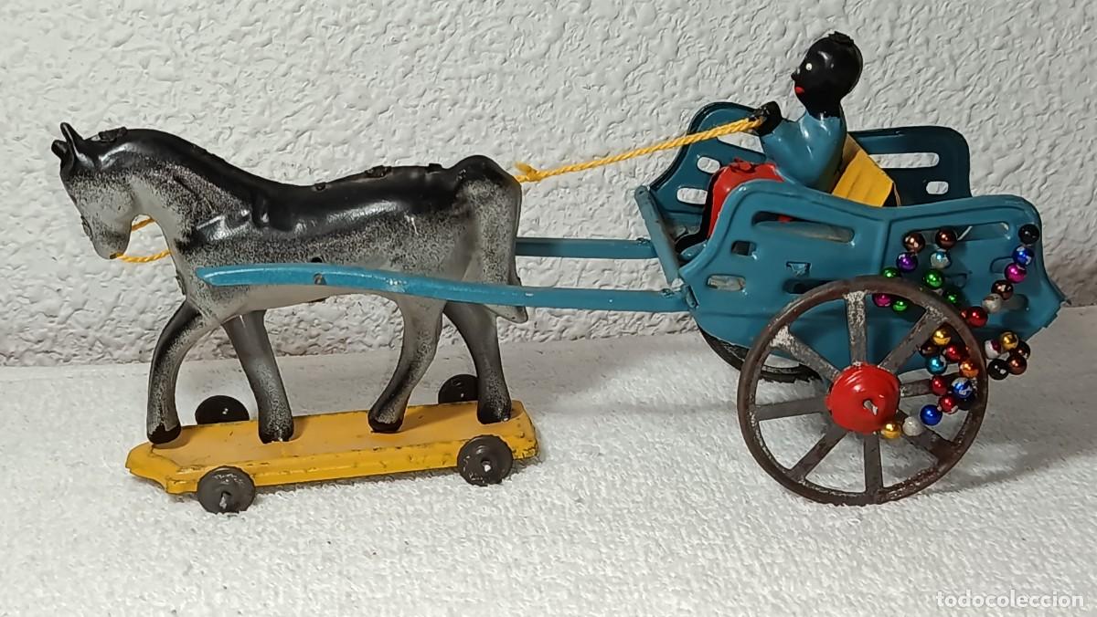 Juguetes antiguos de hojalata: ANTIGUO CARRO TARTANA JUGUETE DE HOJALATA AML ARMINDO MOREIRA LOPES MADE IN PORTUGAL A&Ntilde;OS 50 - 60