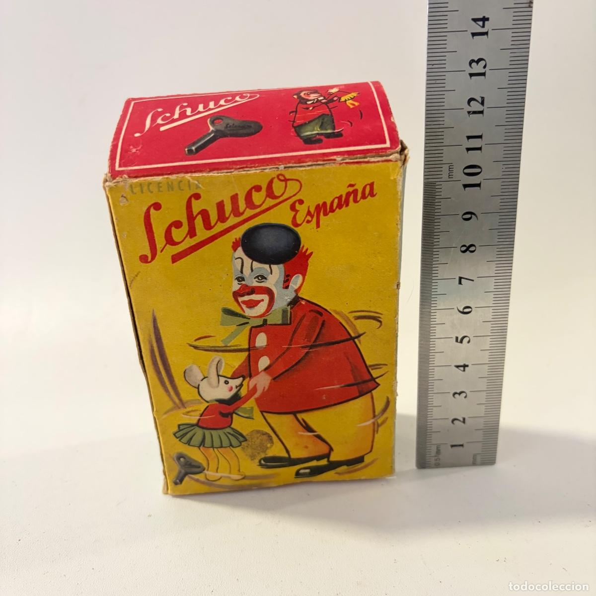 Juguetes antiguos de hojalata: caja original juguete aut&oacute;mata mono payaso con rat&oacute;n schuco espa&ntilde;a a&ntilde;os 50 - hojalata cuerda