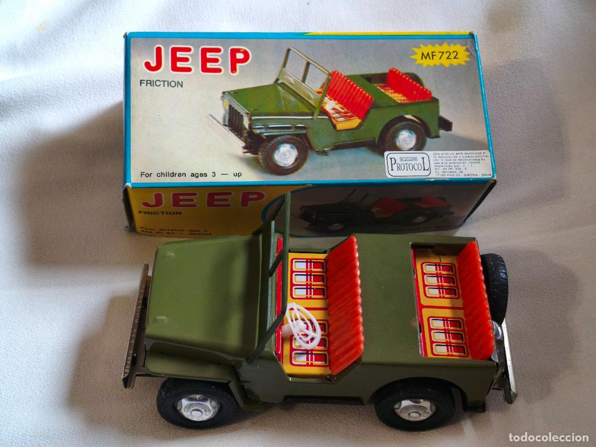 Juguetes antiguos de hojalata: Jeep. Fabricado en China. FM 722. Con su caja. &iquest;a&ntilde;os 80?