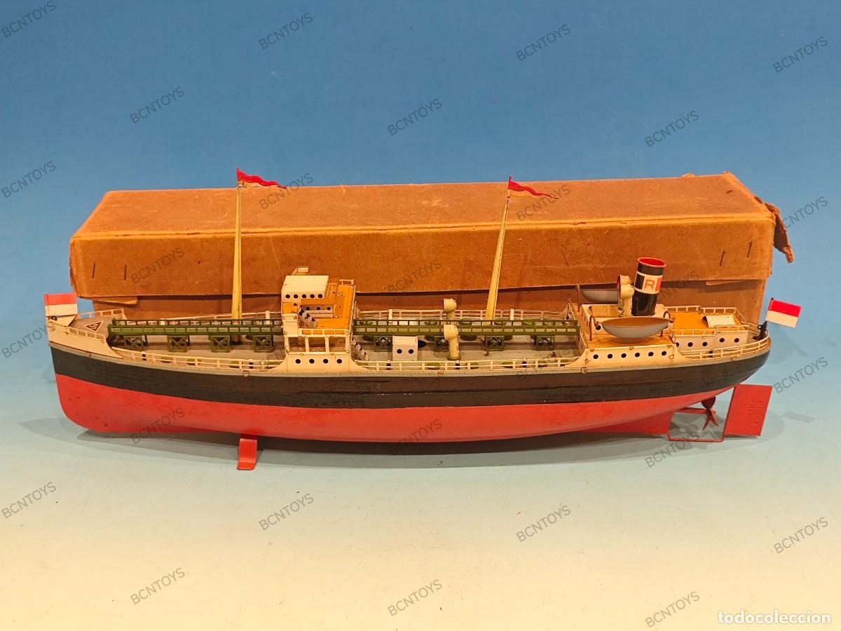 Juguetes antiguos de hojalata: BARCO CARGUERO FLEISCHMANN - Foto 2