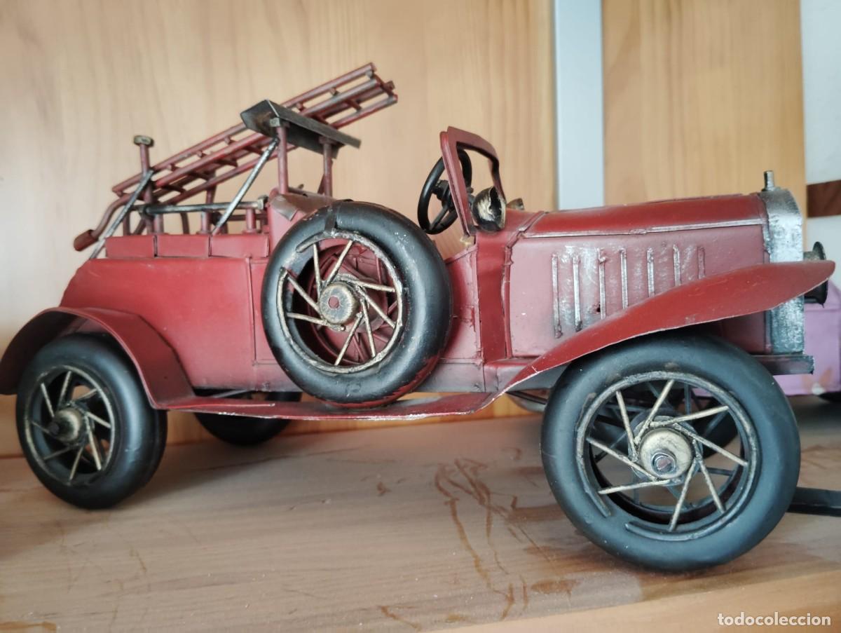 Juguetes antiguos de hojalata: coche de bomberos metalico medidas 30x15