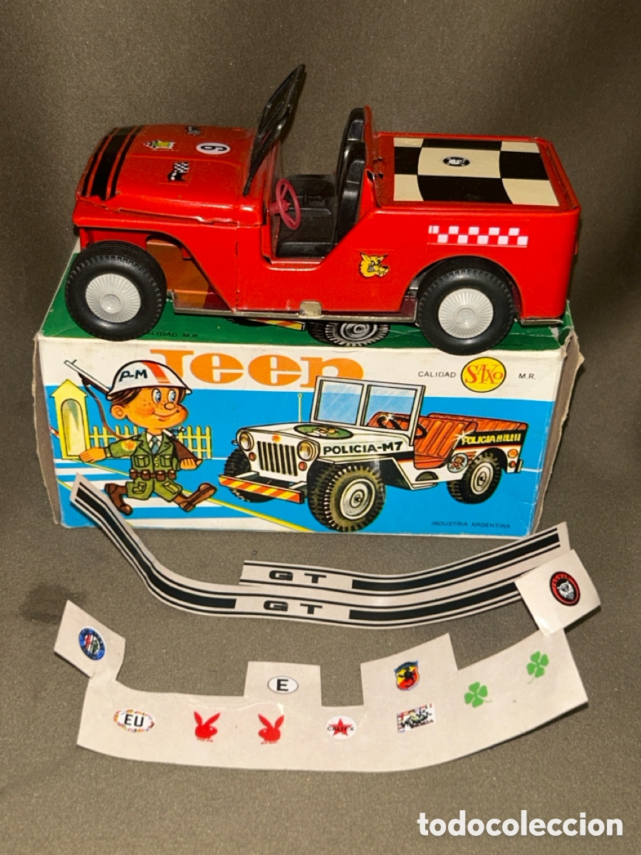 Juguetes antiguos de hojalata: JEEP DE POLIC&Iacute;A MILITAR, INDUSTRIA ARGENTINA , A&Ntilde;OS 1960-70