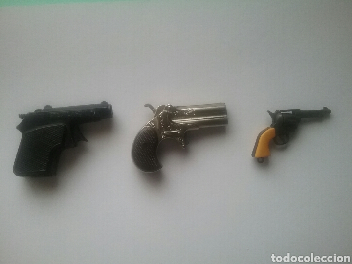 Modelos a escala: Lote de 3 pistolas de juguetes modelos Derringer, Autom&aacute;tica y Colt - Foto 1