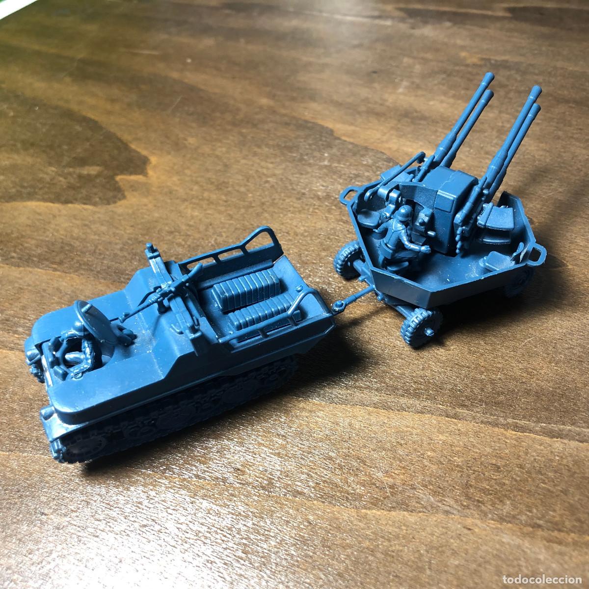 Modelos a escala: ATLANTIC Vehiculo miniatura, Flakvierling 38 y semioruga alem&aacute;n escala 1:72 vintage a&ntilde;os 70