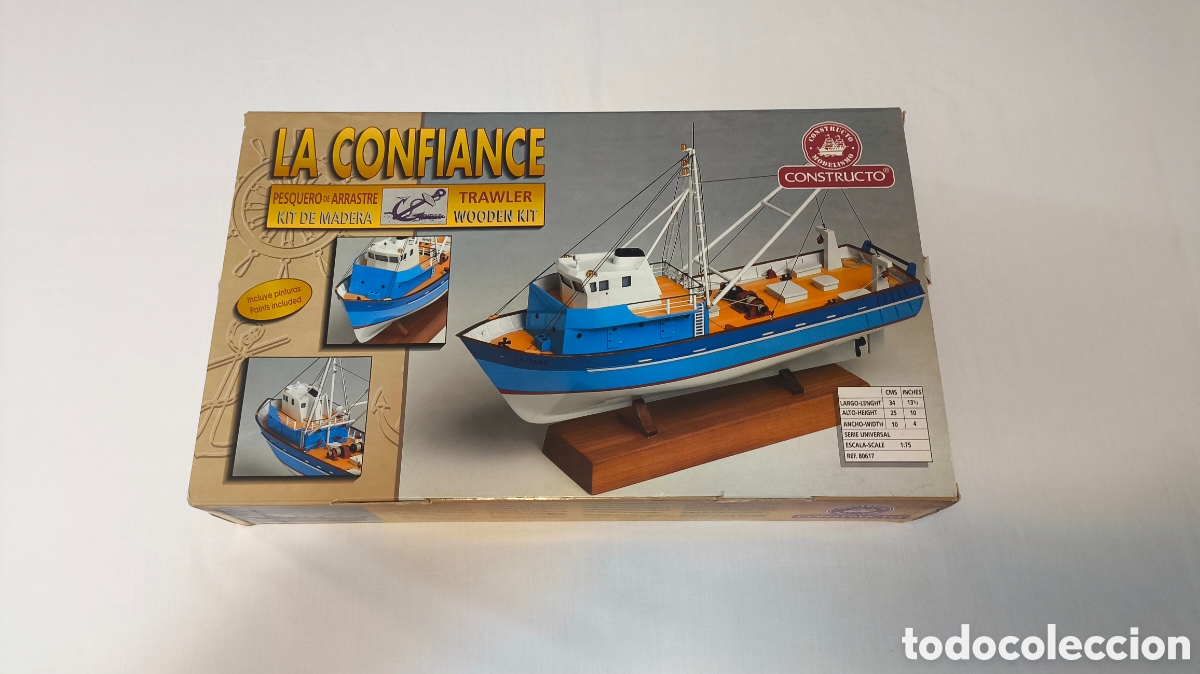 Modelos a escala: CONSTRUCTO &ndash; La Confiance, Pesquero de Arrastre &ndash; Kit Madera 1:75 &ndash; Ref. 80617