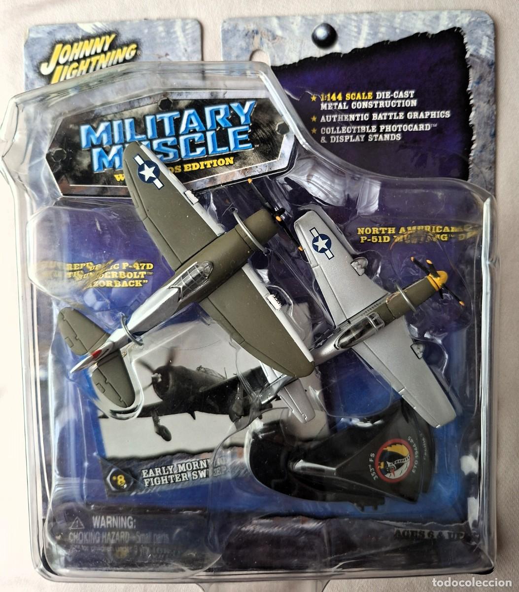 Modelos a escala: JOHNNY LIGHTNING SET 2 AVIONES MILITARY MUSCLE P-51 & P-47D