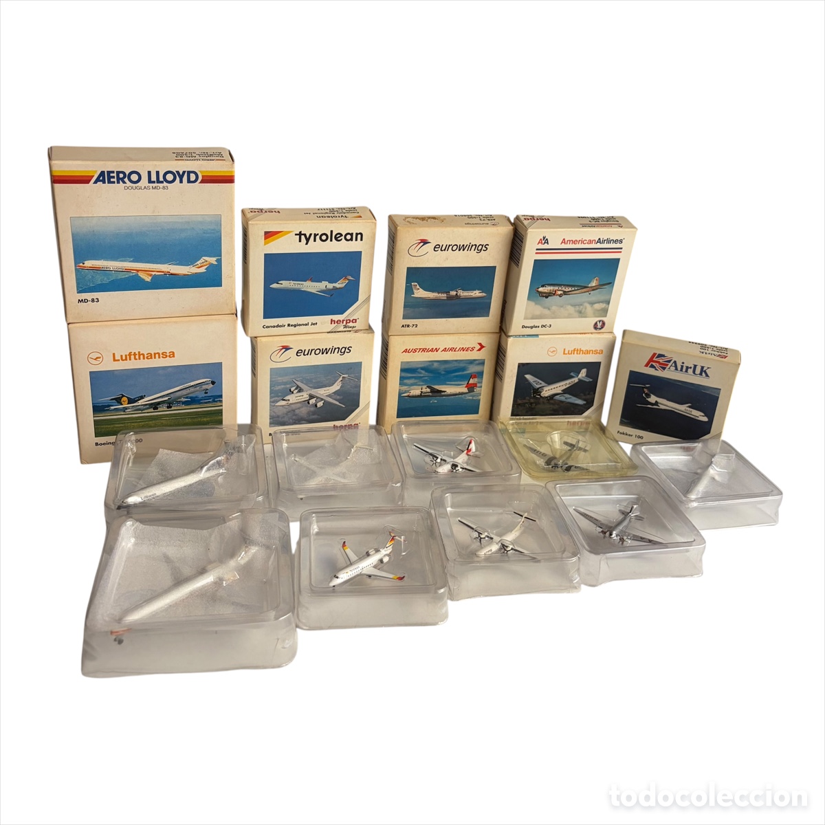 Modelos em escala: Lote aviones escala 1:500 MD-83 Douglas DC-3 ATR-72 Junkers Fokker BAe Boeing Canadair jet herpa