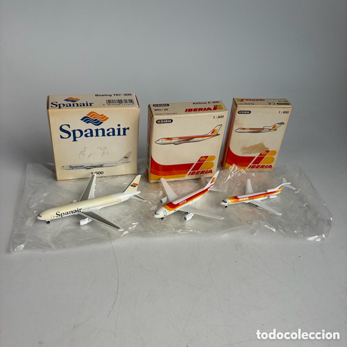 Modelos em escala: Lote aviones Schabak escala 1:600 Iberia Boeing 727 Airbus A 300 y Spanair Boeing 767-300