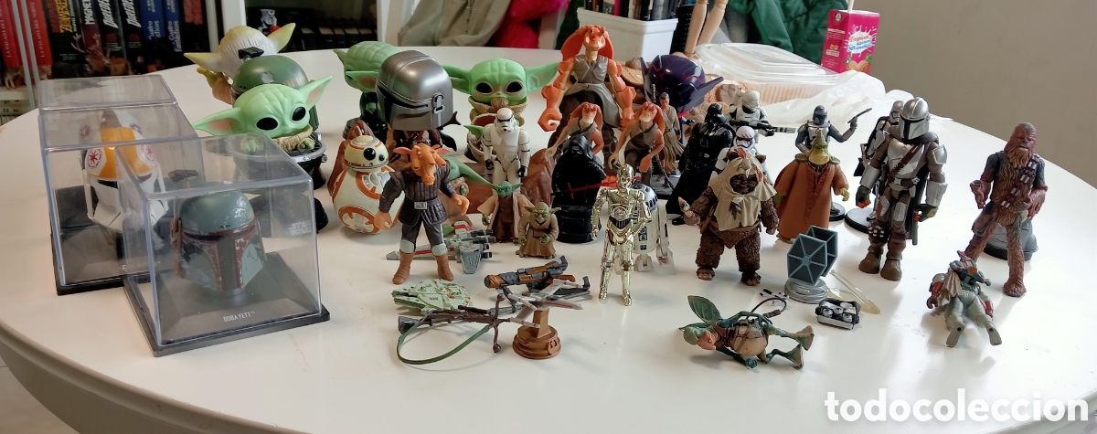 Modelos a escala: Lote Figuras Star Wars Mandalorian Grogu Boba Fett Darth Vader Colecci&oacute;n