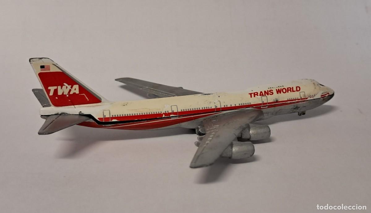 Modelos a escala: AVION BOEING 747 TWA Marca SCHABAK Made in Germany ESCALA 1/600 METAL