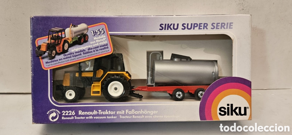 Scale Models: SIKU SUPER SERIE 2226- TRACTOR RENAULT CON CISTERNA, 1:55 NUEVO